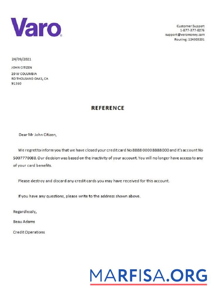 Realistic USA Varo closure reference download for verification